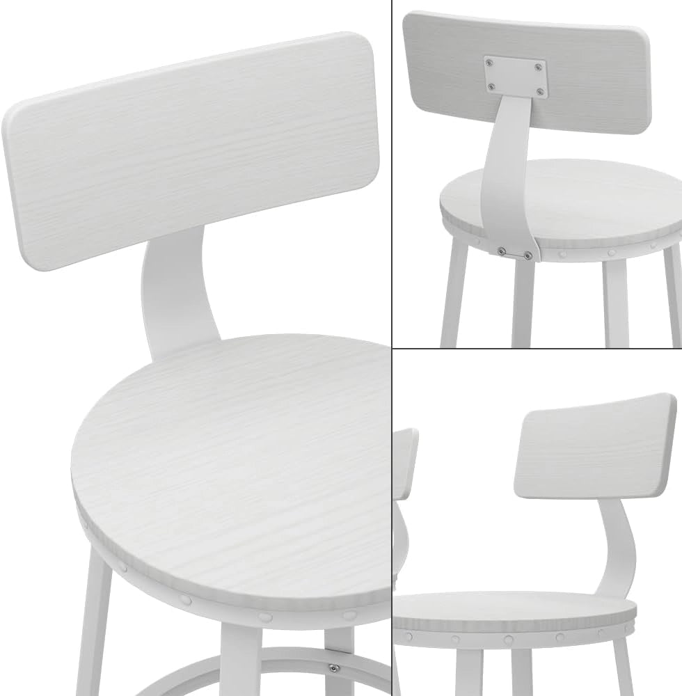 Sgabelli da bar Caracas, Bianco, 34 x 102 cm Set di 2, con poggiapiedi e struttura in metallo stabile