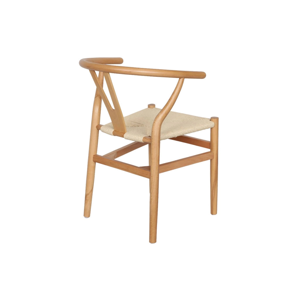 Set 2 sede in legno con seduta in corda, marrone naturale