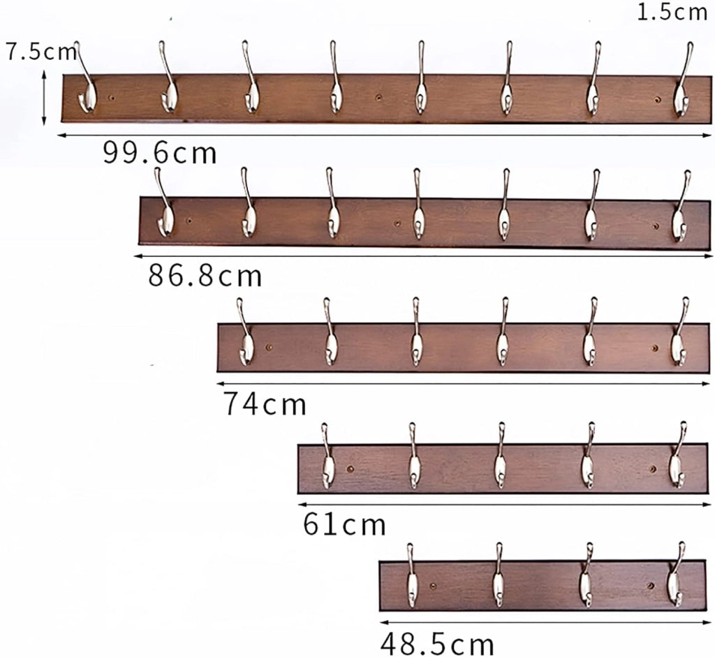Appendiabiti/Gancio in Lega di Zinco a Parete/Appendiabiti per Camera da Letto/Appendiabiti da Parete per la casa/appendino in bambù per corridoio (Dimensioni: 48,5x1,5x7,5 cm)