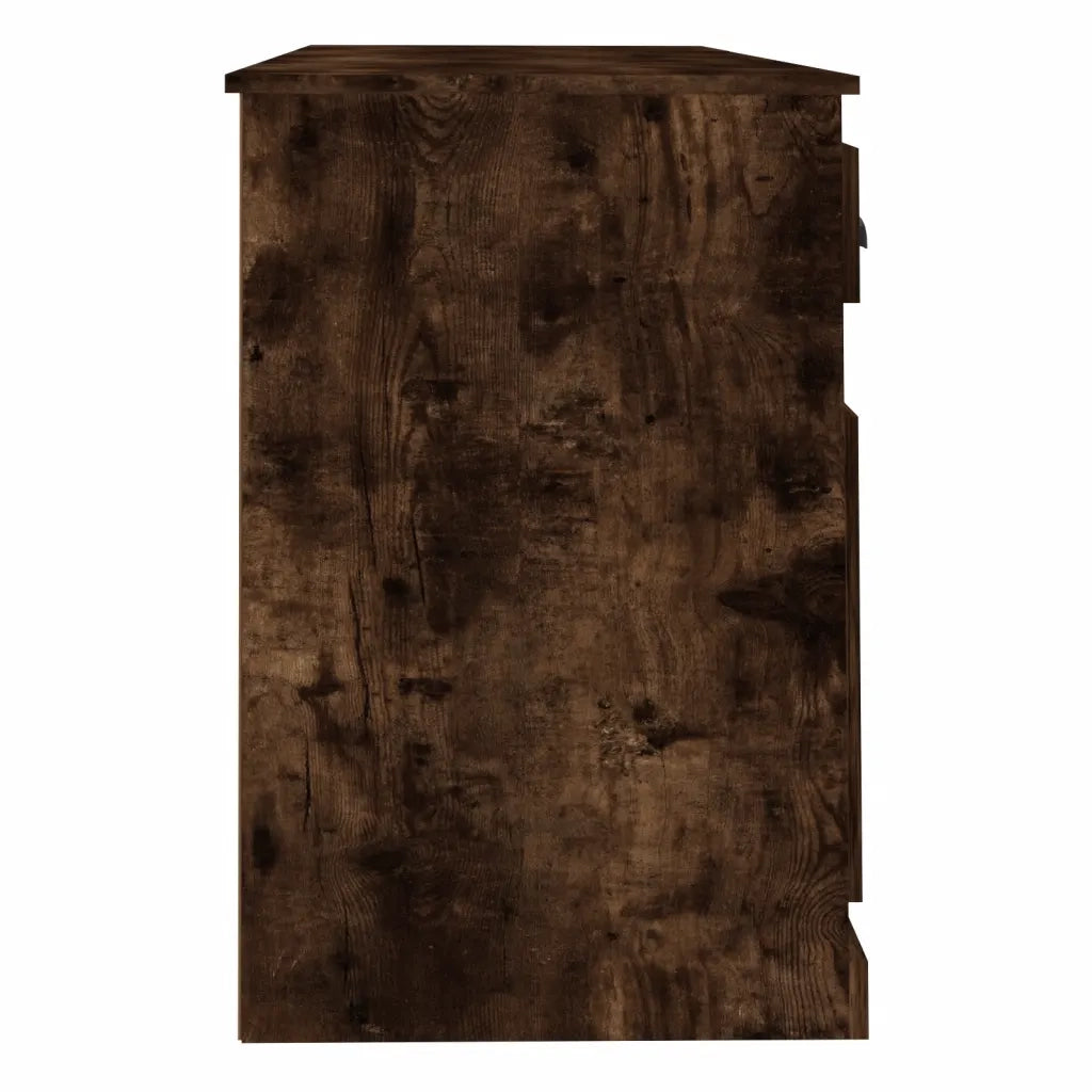 Scrivania | Tavolo da Ufficio con Armadietto Rovere Fumo in Legno Multistrato