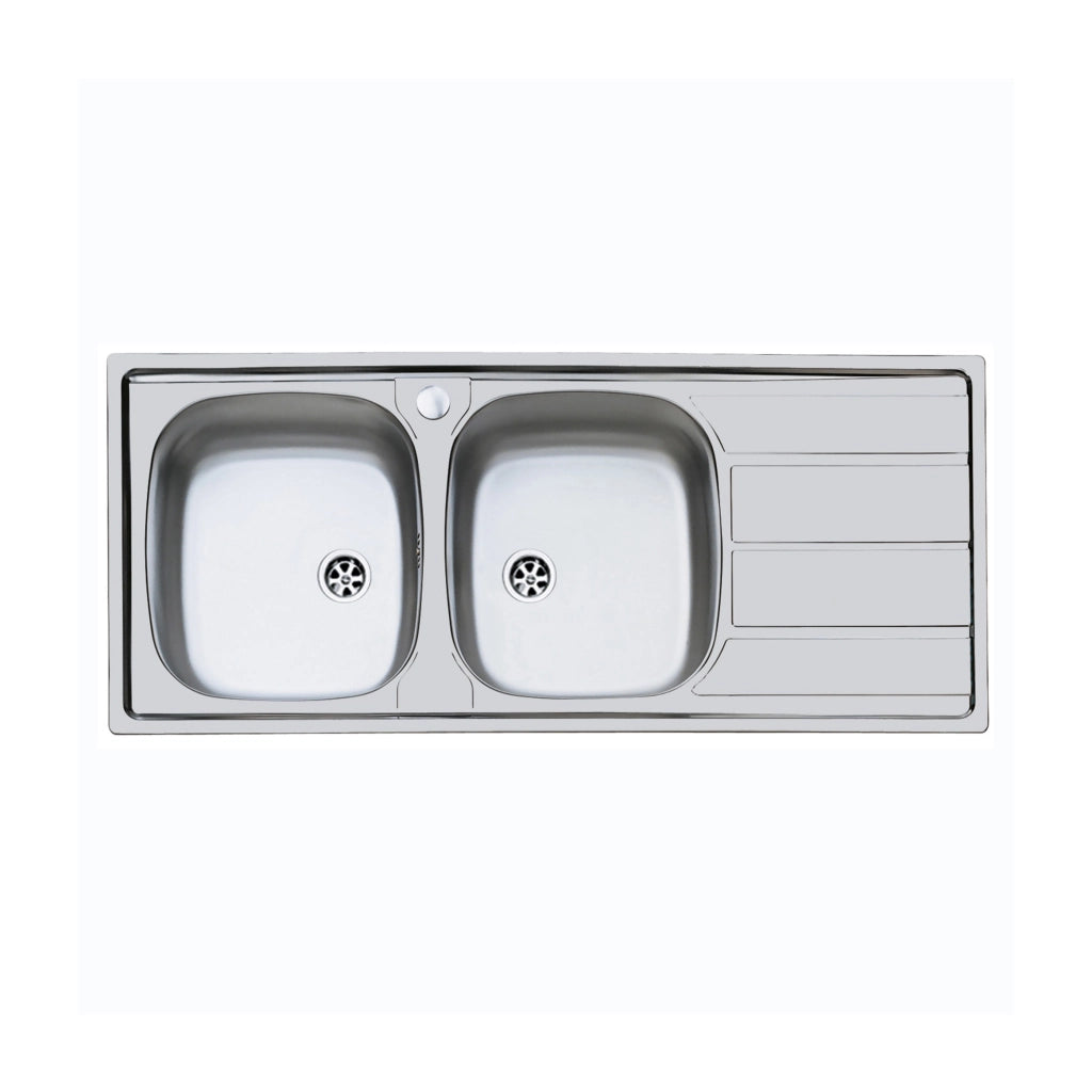 Lavello inox 2 vasche sxsc. 116x50 incasso