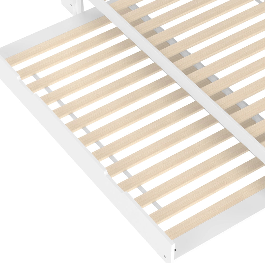 Daybed con letto estraibile 90x200 cm; testiera con vano contenitore e USB/Type-C; bianco