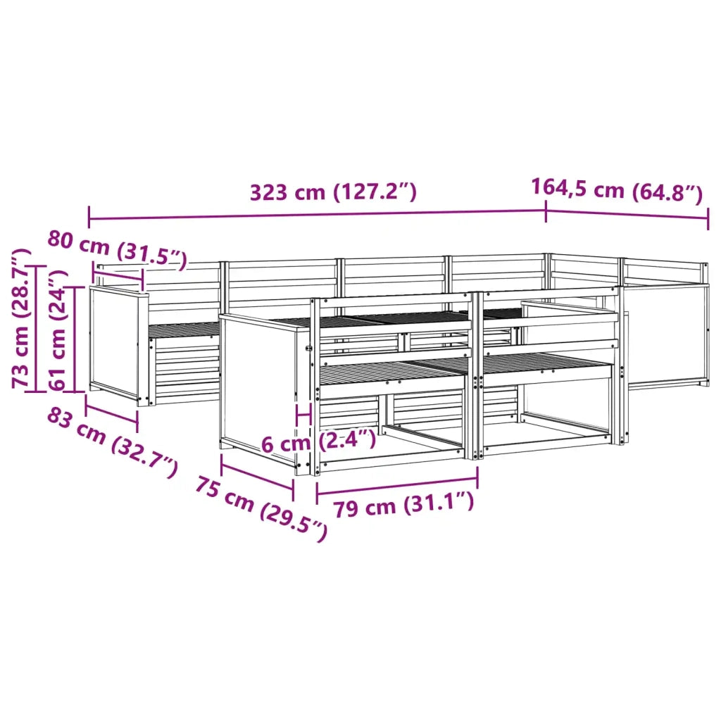Set di divani da esterno 7 pz Naturale 3383477