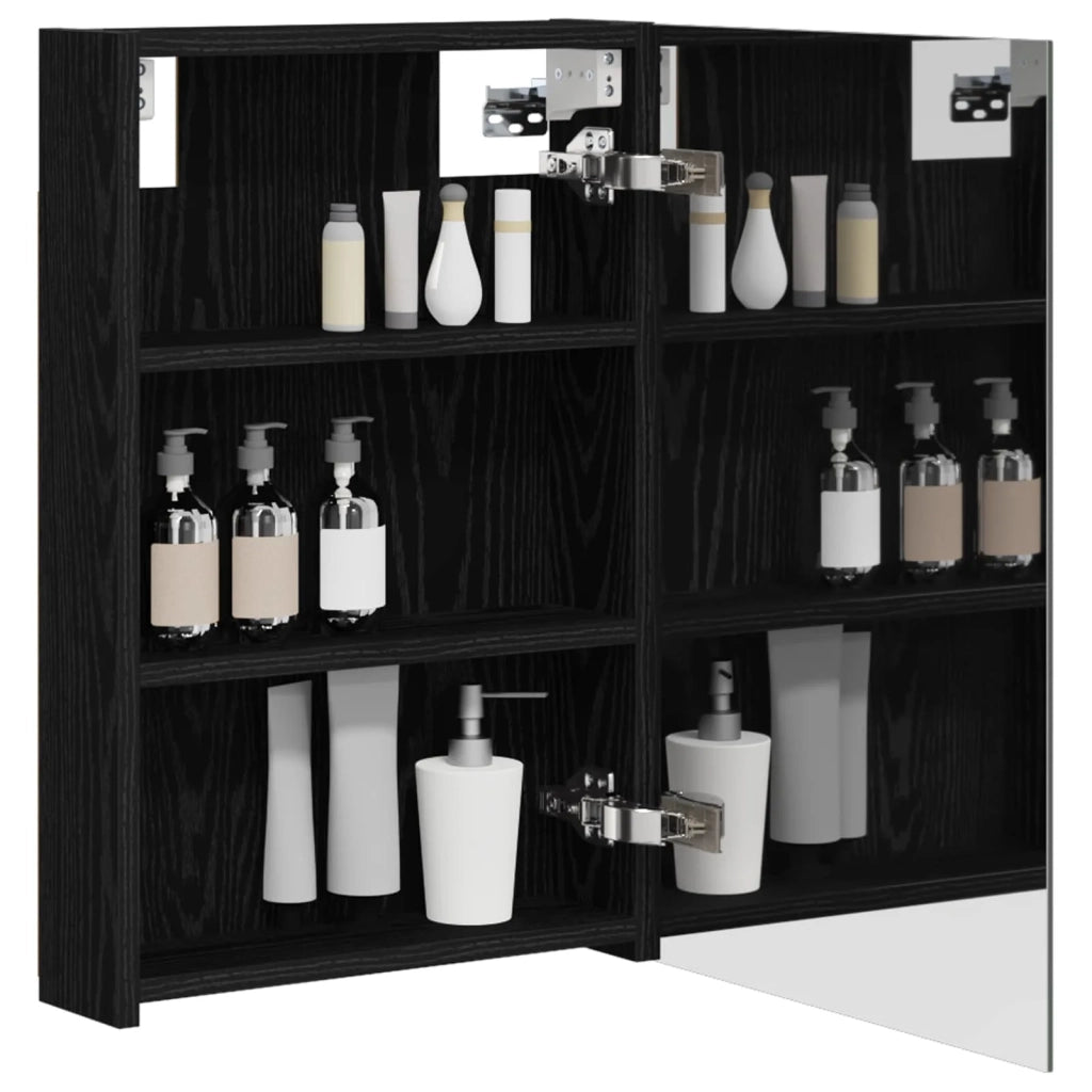 Mobiletto per specchio da bagno Rovere Nero 40 x 10,5 x 60,5 cm 889024