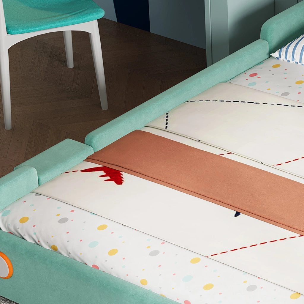 Letto per bambini a forma di auto con scivolo e scala 90x200 cm