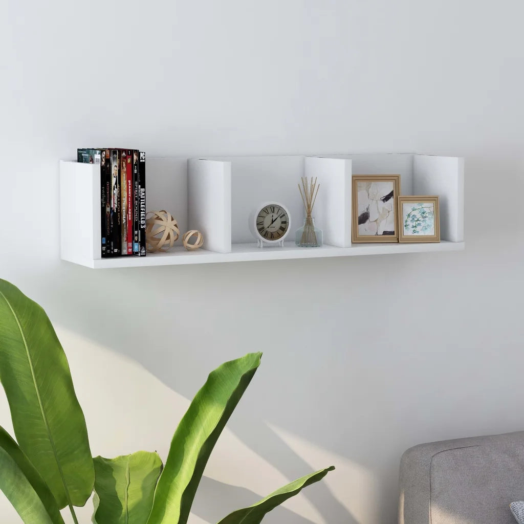 Scaffale Porta CD a Parete Bianco 75x18x18 cm in Multistratocod mxl 97366