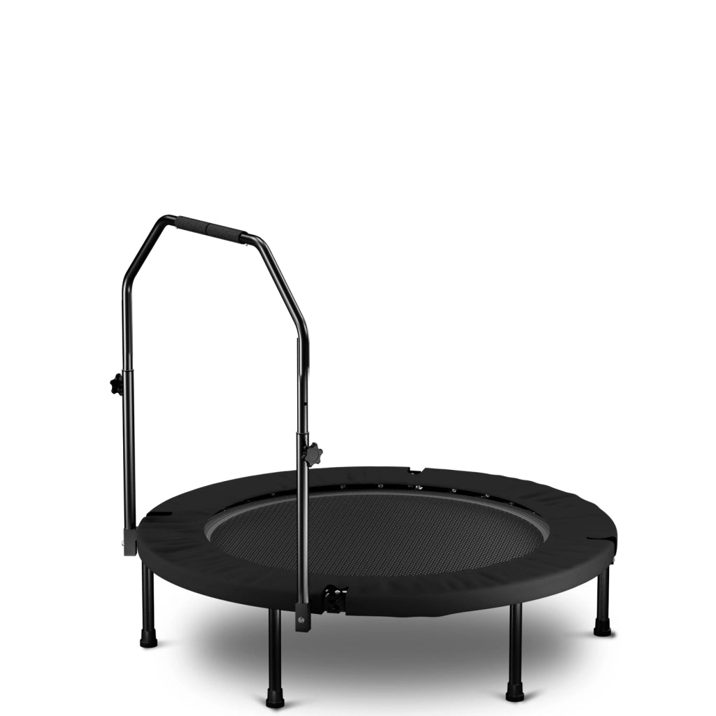 TRAMPOLINO FITNESS 101 cm Pieghevole Nero in Acciaio con Maniglia Regolabile