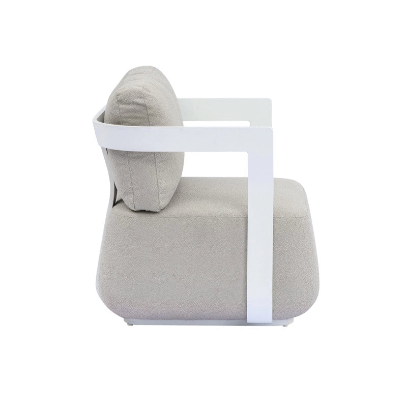 Salotto Monaco Alluminio Bianco Cuscini Alti Beige Moia