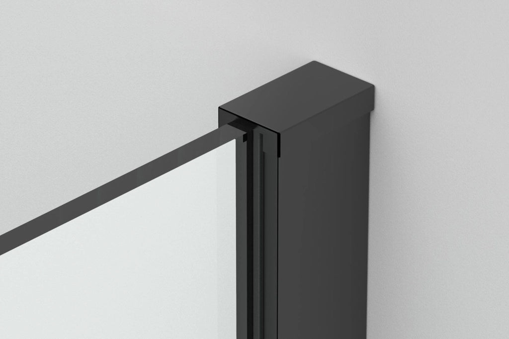 Box Doccia parete Walk in 140 cm h 200 cm cristallo temperato trasparente 8mm profilo NERO MELANY