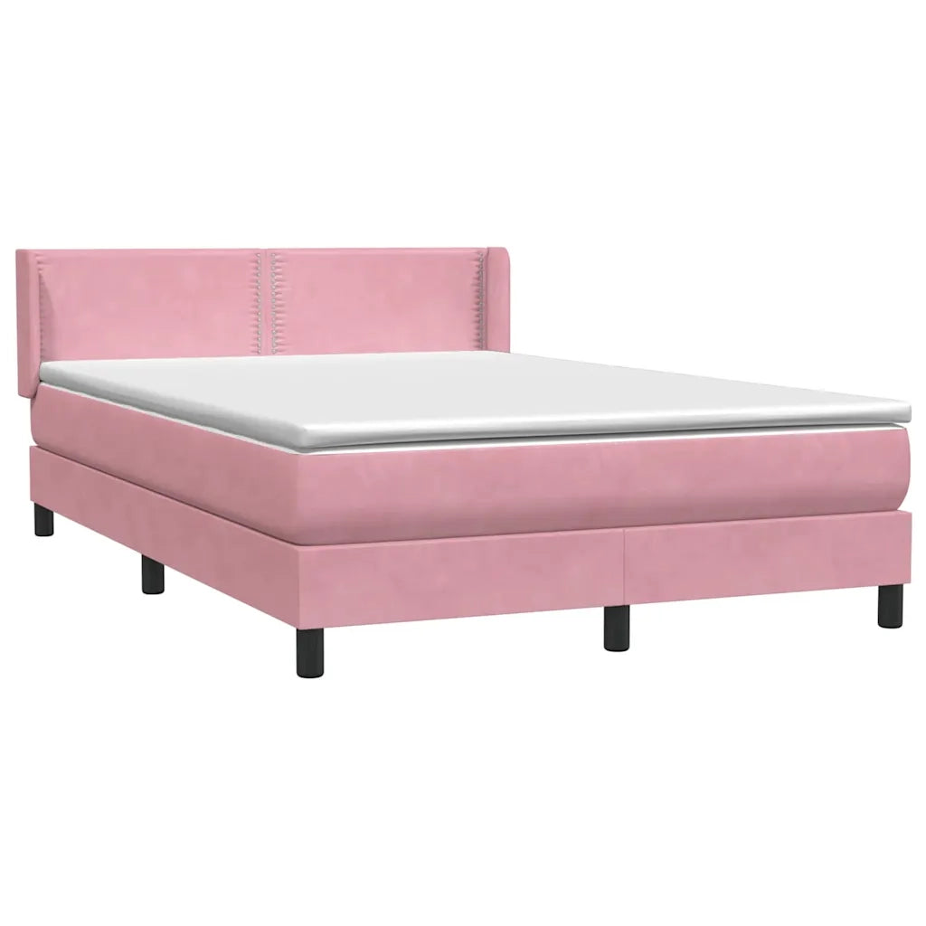 Giroletto a Molle con Materasso Rosa 160x220 cm in Velluto 3318080