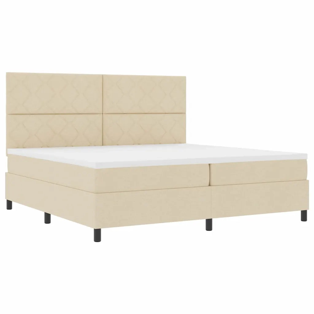 Letto a molle con materasso con led Crema 200 x 200 cm Tessuto 3342975
