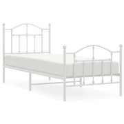Letto singolo | Letto per adulti | Giroletto con Testiera e Pediera Metallo Bianco 90x190 cm