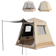 Tenda da campeggio istantanea 330 x 270 x 200 cm facile da montare spaziosa design moderno in tessuto Oxford beige 20_0014278