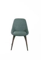 E-STYLO Sedia da pranzo in tessuto verde con gambe e struttura in massello di noce, 58cm X 49cm H. 85cm.
