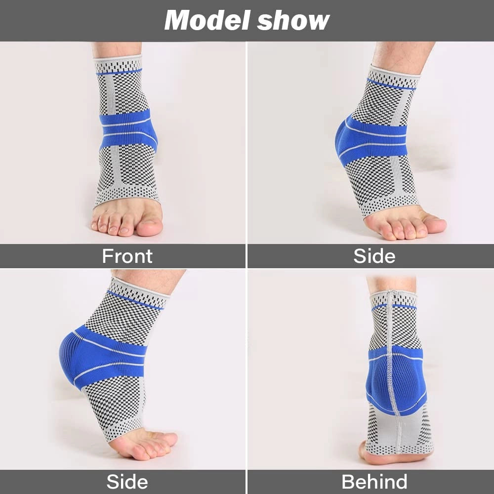 Trade Shop - Coppia Cavigliere Supporto Per Caviglia Anallergica Elastica Sport Blu -