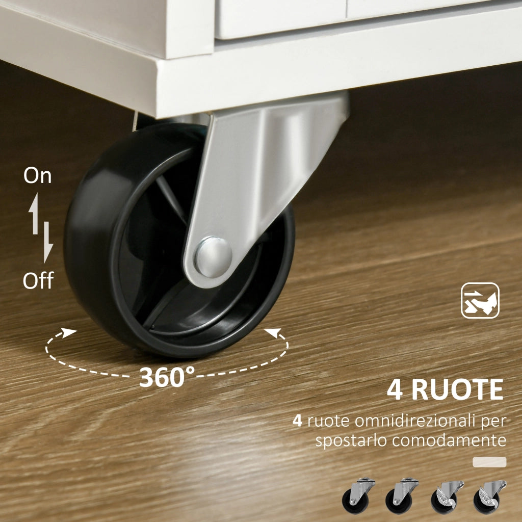 Carrello da Cucina Multiuso in Legno con 2 Cassetti ¨C zephmum ¨C Bianco 104x46x91