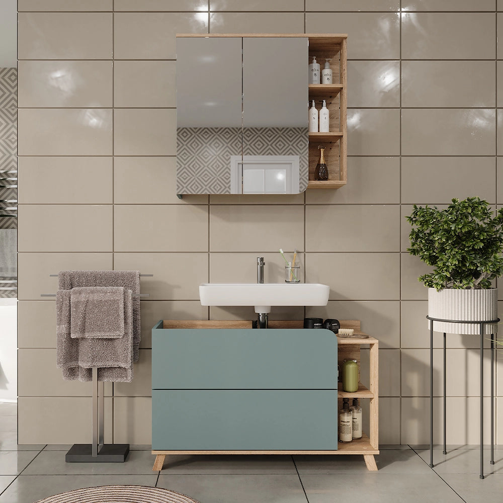 Vicco Set di mobili da bagno Sonoma/blu 2 parti