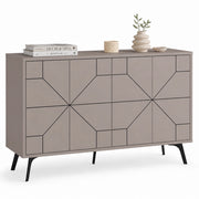 Madia con 4 Ante Credenza Design Geometrico Moderno in Legno 123x77 cm Tortora
