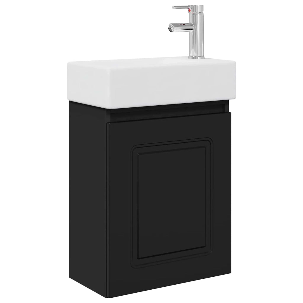 Mobile bagno con rubinetto Nero 45,5 x 22,5 x 84 cm 889472