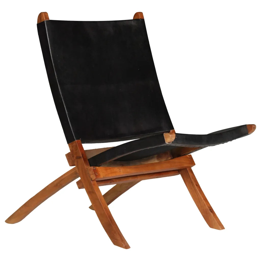 Sedia pieghevole in vera pelle nera 246364
