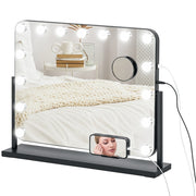 Specchio da Toeletta Rotante con LED ¨C zephmum ¨C Nero 58x46 cm