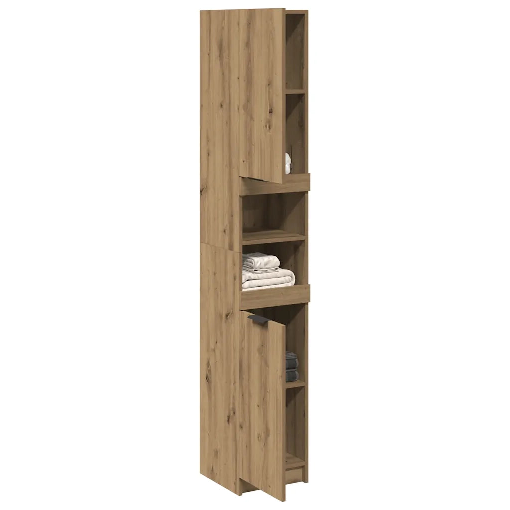vidaXL Armadietto da Bagno Rovere Artigianale 32x34x188,5cm Truciolato