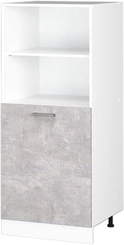 Dispensa universale R-Line, Calcestruzzo, 60 cm con ripiani aperti e anta, per la conservazione di utensili domestici e per la pulizia