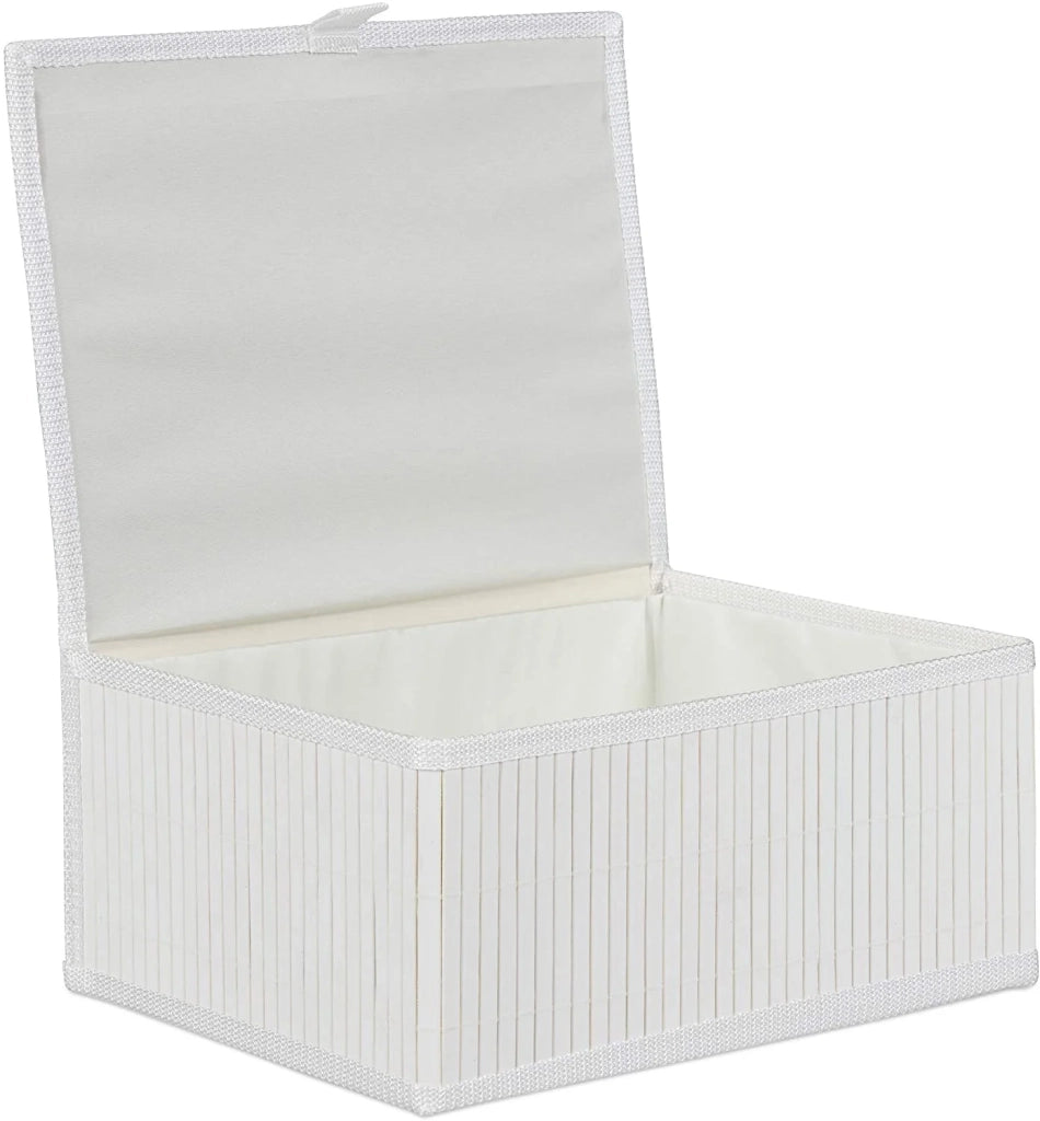 Set di 3 cestini portaoggetti/cestini decorativi in ​​bambù bianco 13_0002491