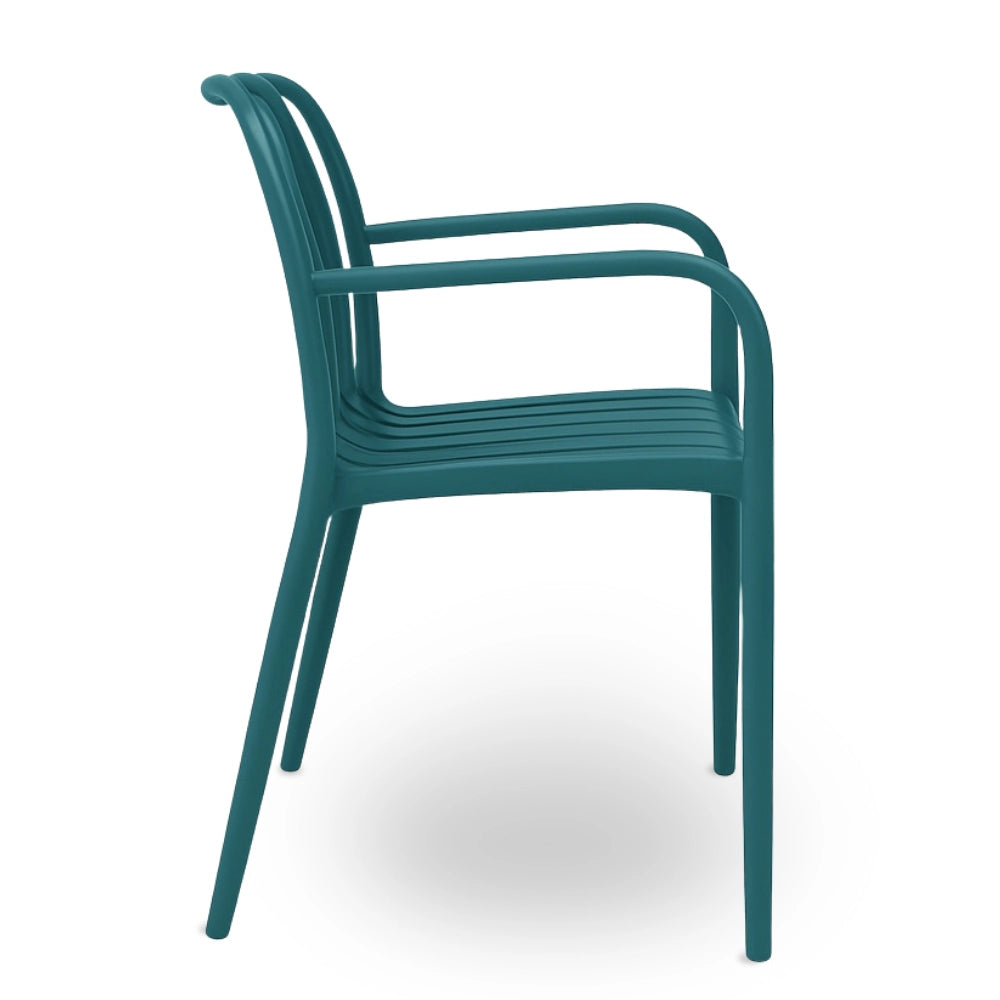 Sedia Iside da esterno in plastica verde petrolio comfort premium con braccioli