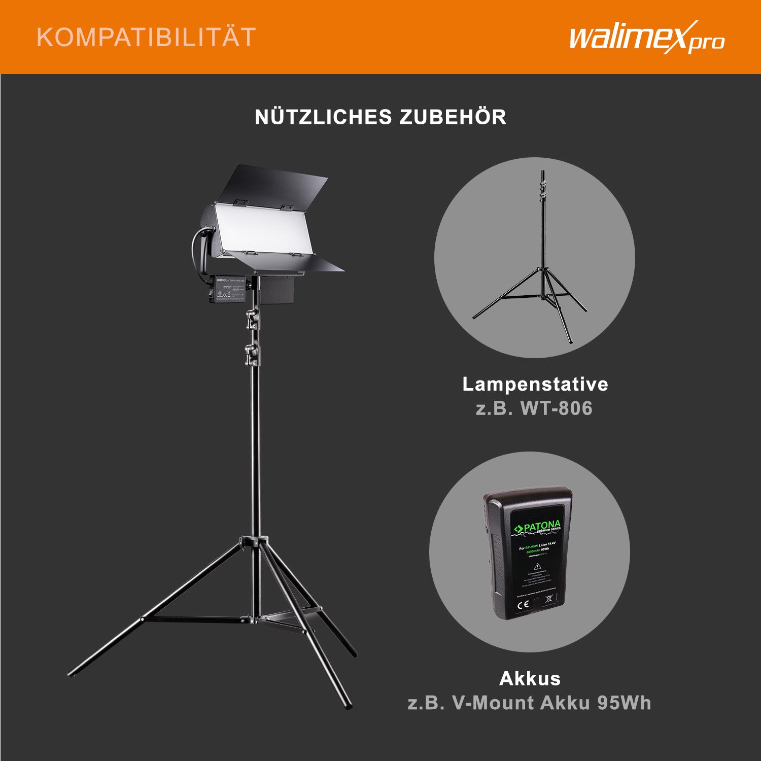 walimex pro LED Sirius 160 Set bicolore con treppiede e telecomando, luce d'area, luce da studio, 65 watt, 6000 lumen 4056929210439