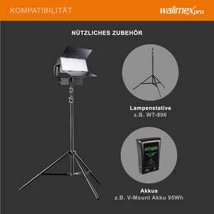 walimex pro LED Sirius 160 Set bicolore con treppiede e telecomando, luce d'area, luce da studio, 65 watt, 6000 lumen 4056929210439