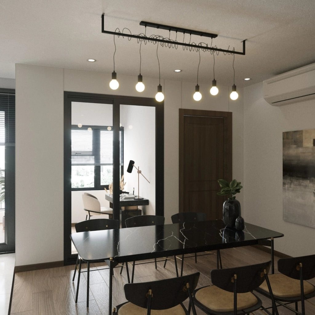 Lampadario Toledo 4 luci E27 nero metallo Pure Lume
