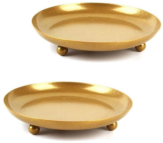 Sostegni per candele 2 pezzi - Candelabro dorato - Rostfritt/Irono - Sostenibile - Decorazione per feste - Stabilità con piedi rotondi - Supporto per candele