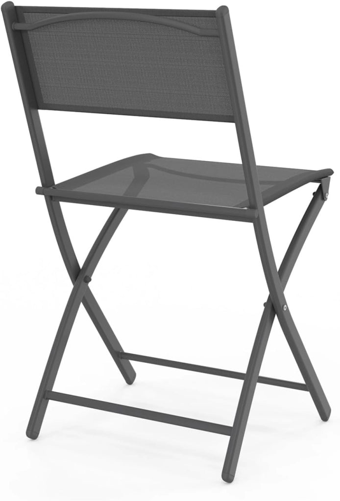 Set di 4 sedie da giardino pieghevoli BASTIA in metallo e textilene, grigio antracite