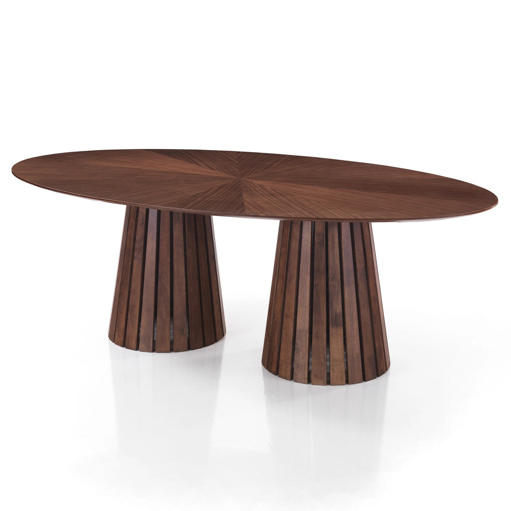 Tavolo ovale MALTA WALNUT in MDF noce e metallo nero