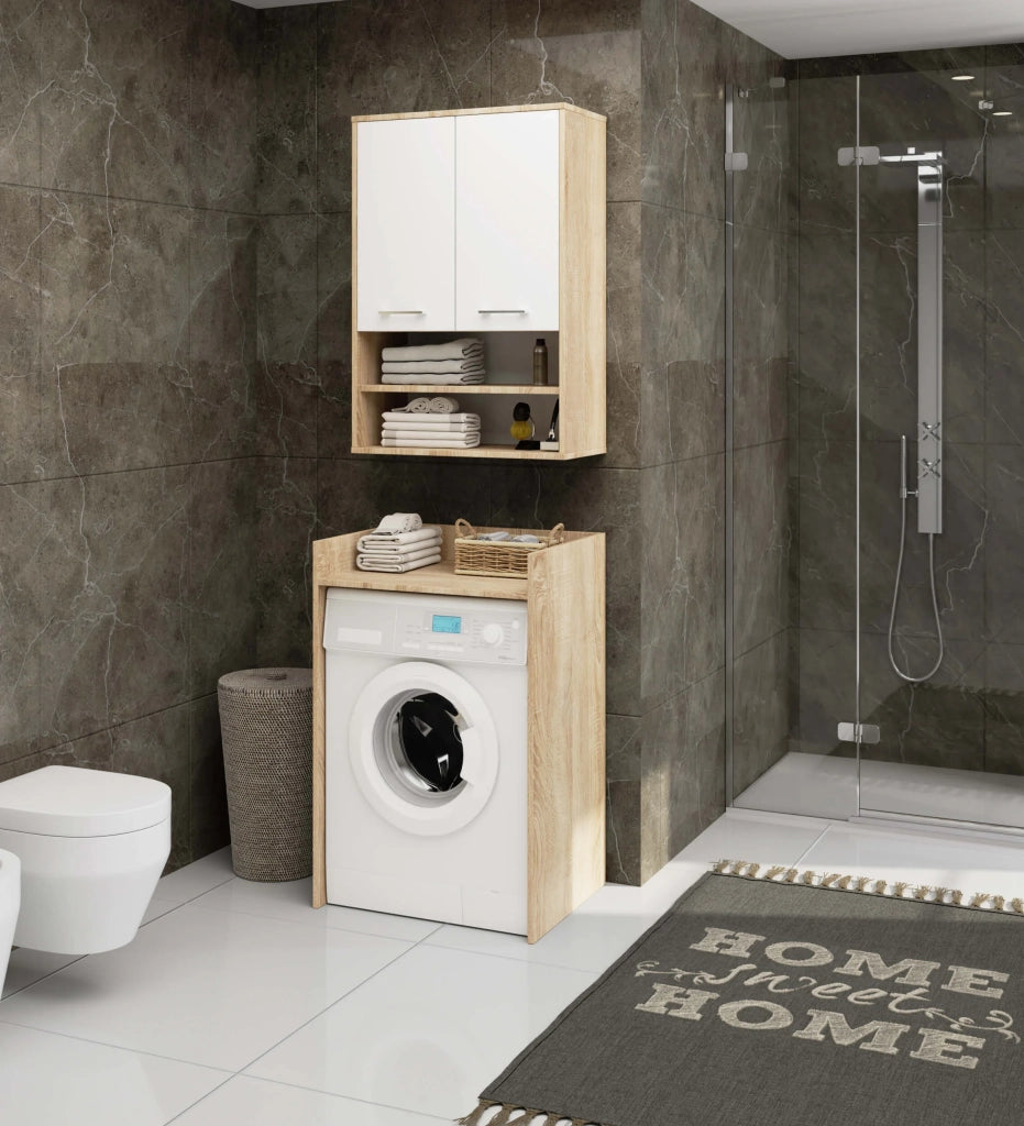 Mobile bagno sospeso AKORD FIN H934 W64 Quercia Sonoma, Bianco 2 ante 64x94x30 cm