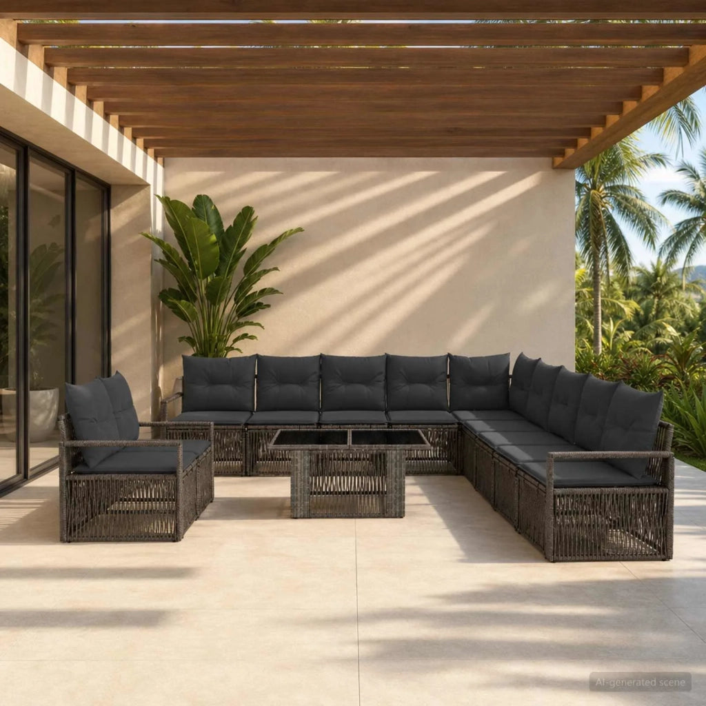 Set Divano da Giardino 12 pz Grigio e Grigio Scuro polyrattan 3437123