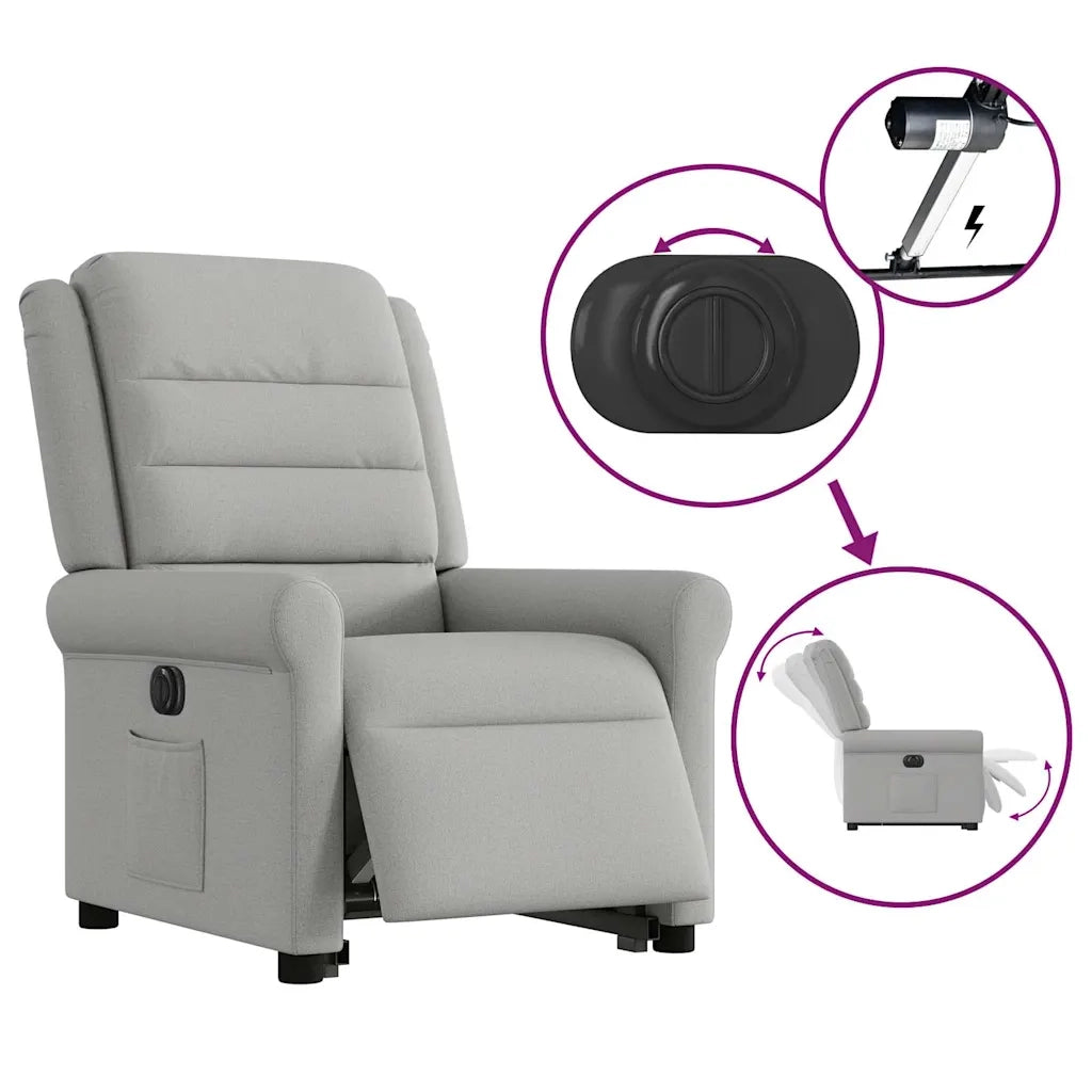 Poltrona Alzapersona Reclinabile Elettrica Grigi Nuvola Tessuto 3303343