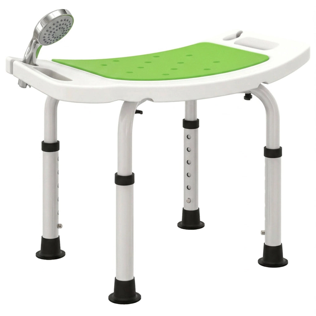 Sgabello da Doccia ¨C zephmum ¨C Lega di Alluminio, Plastica Antiscivolo, Verde, Altezza Regolabile 39-52cm