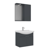 Set mobile lavabo con specchio (2 pezzi) "Purus 65" - 65 x 50 x 58 cm - Antracite opaco