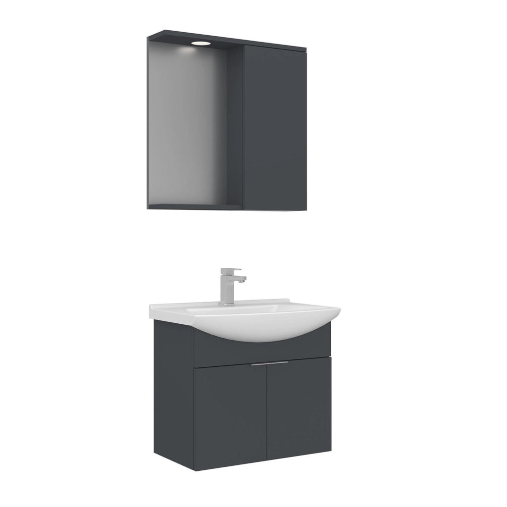 Set mobile lavabo con specchio (2 pezzi) "Purus 65" - 65 x 50 x 58 cm - Antracite opaco