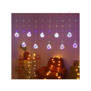 Trade Shop - Tenda Luminosa 10 Palline Di Natale 3 Metri Con Neve Luce Led Calda Fredda Rgb - -rgb      -