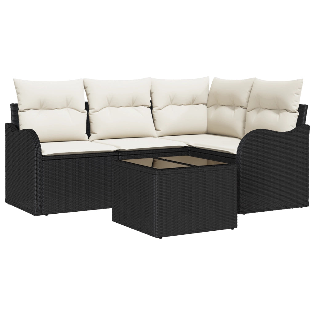 Set di divano da giardino  4 Pezzi con cuscini Vimini marrone