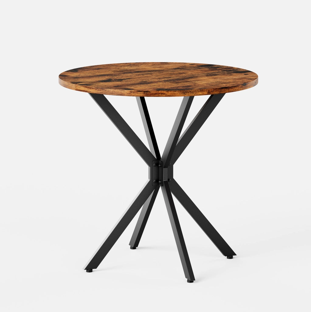 Tavolo da pranzo rotondo 80 cm marrone e nero – gambe a X, senza materasso
