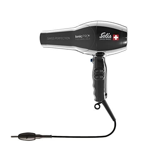Solis 96812 Swiss Perfection 360 Asciugacapelli 2300 W Tecnologia IonicPRO Cavo 360° 3 Temperature 2 Velocita' Beccuccio per Styling incluso colore Nero
