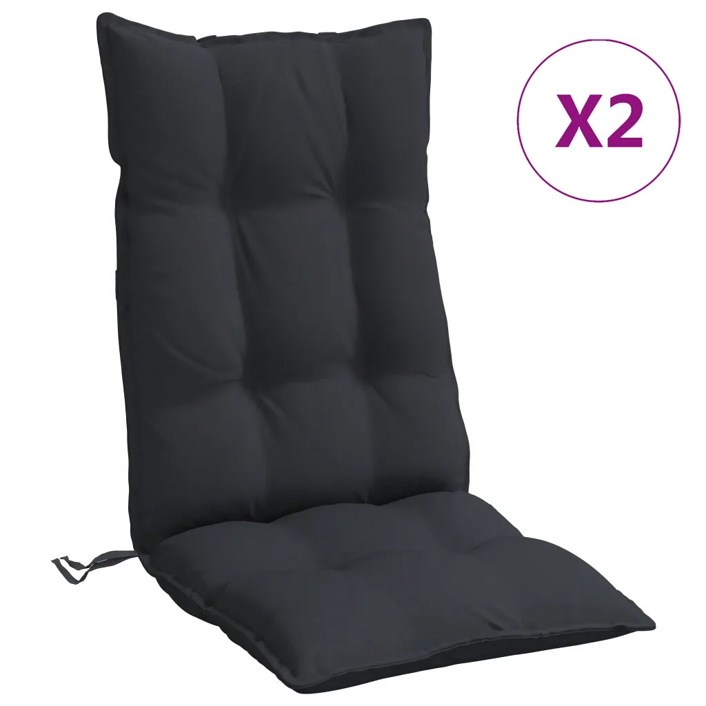 Cuscini per Sedia con Schienale Alto 2pz Nero in Tessuto Oxford 377623