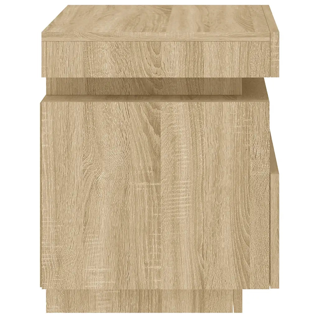 Comodini con Luci LED 2pz-Set di 2 Tavolino da notte Rovere Sonoma 40x39x48,5 cm