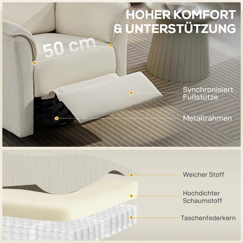 Poltrona Elettrica Reclinabile con Poggiapiedi ¨C zephmum ¨C Cremewei?