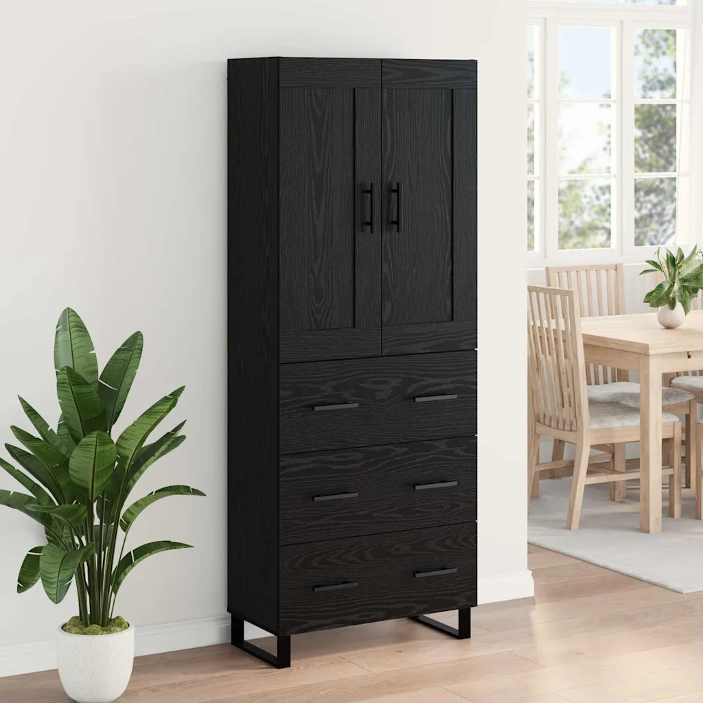Credenza Rovere Nero 69,5 x 34 x 180 cm Legno multistrato 3416175