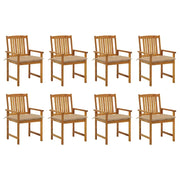 Sedie da Giardino con Cuscini 8 pz in Legno Massello di Acacia cod mxl 7104